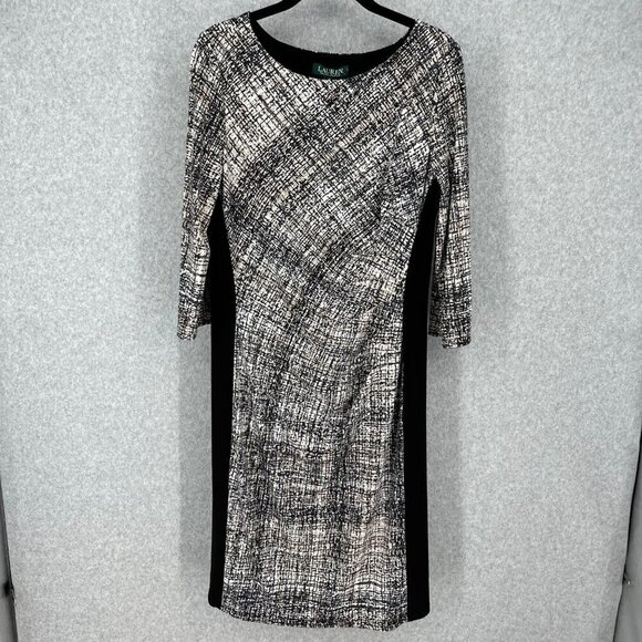 Lauren Ralph Lauren Dresses & Skirts - Lauren Ralph Lauren Crosshatch Jersey Sheath Dress Size 12 Neutral Office Ruched